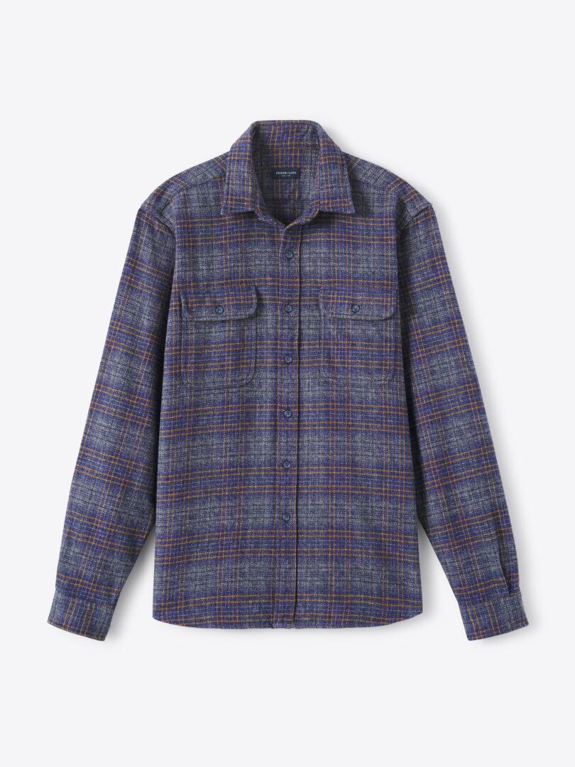 Men’s Japanese Slate and Gold Ombre Low Twist Plaid Thumb