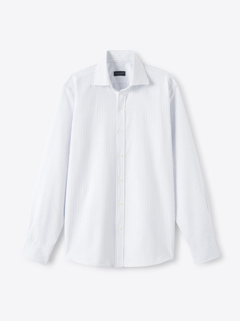 American Pima Light Blue University Stripe Oxford Cloth Spread Collar Product Image