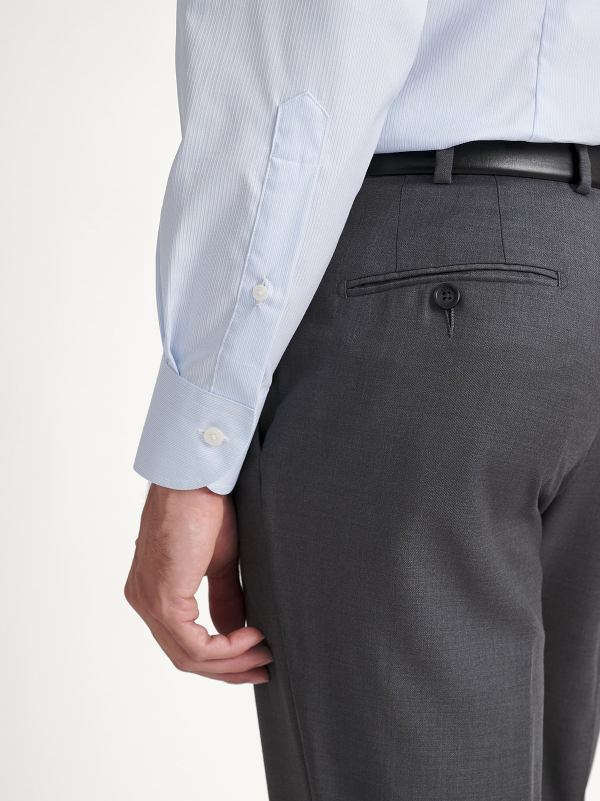 The Thomas Mason Fine Twill Shirt in Light Blue Micro Stripe