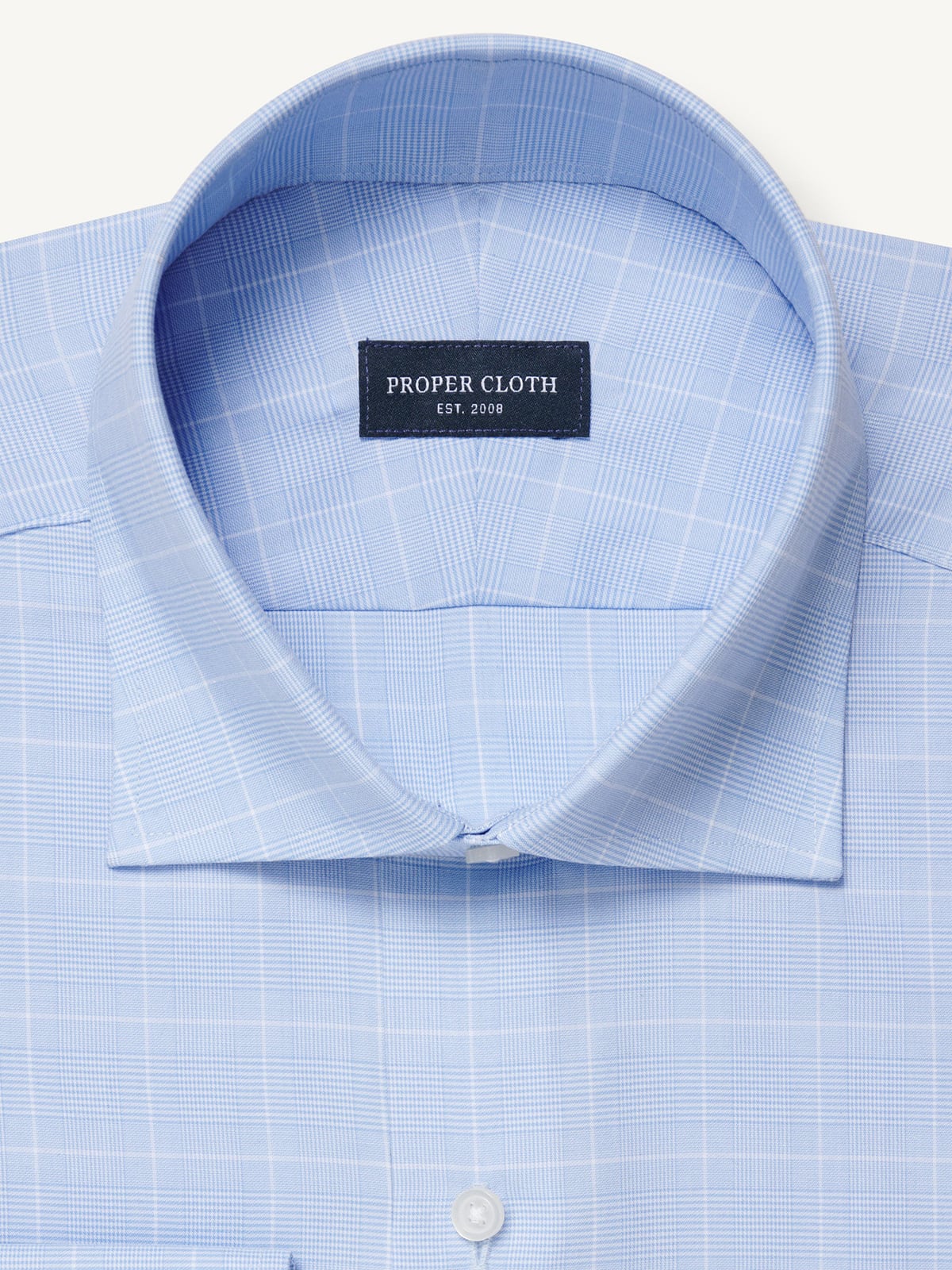 The Thomas Mason Wrinkle-Resistant Dress Shirt in Light Blue Glen