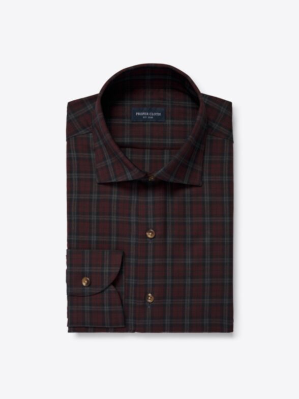 Thumb Photo of Reda Burgundy and and Navy Plaid Merino Wool