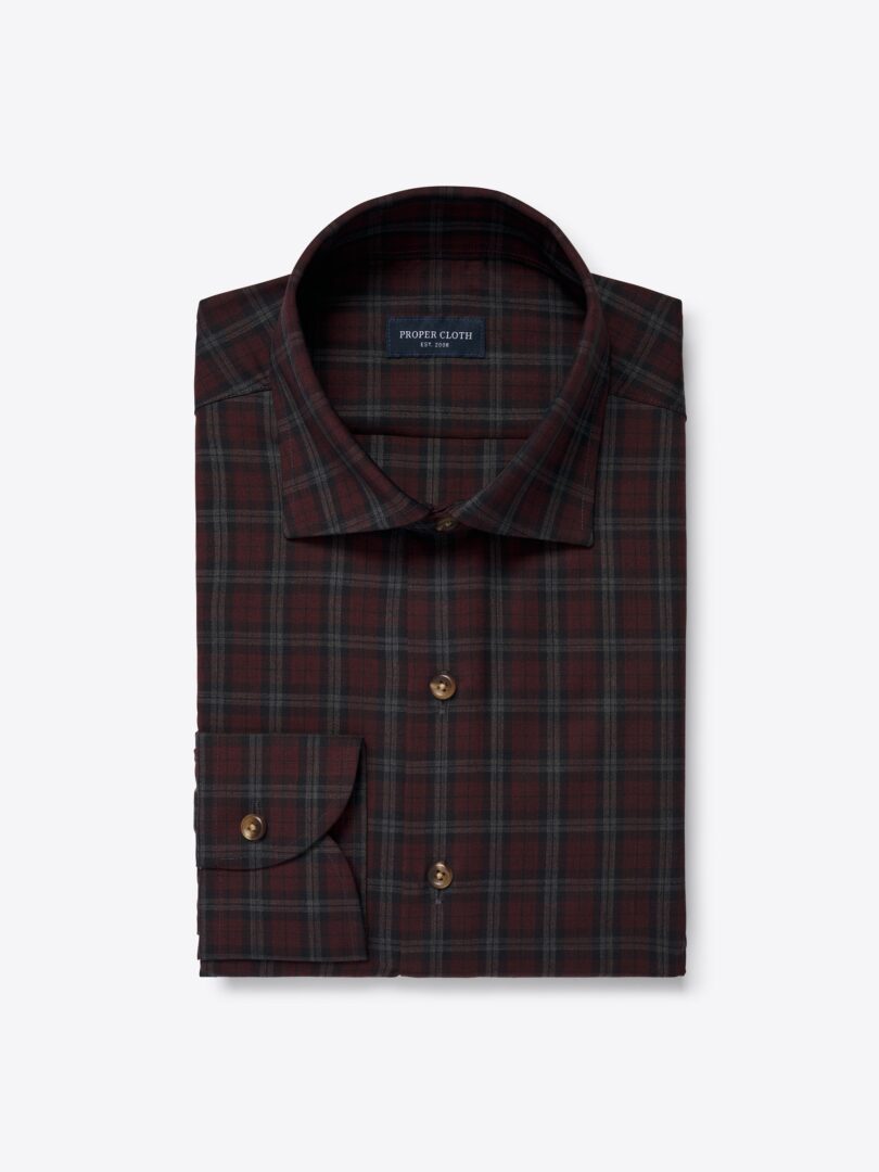 Men’s Reda Burgundy and and Navy Plaid Merino Wool Thumb