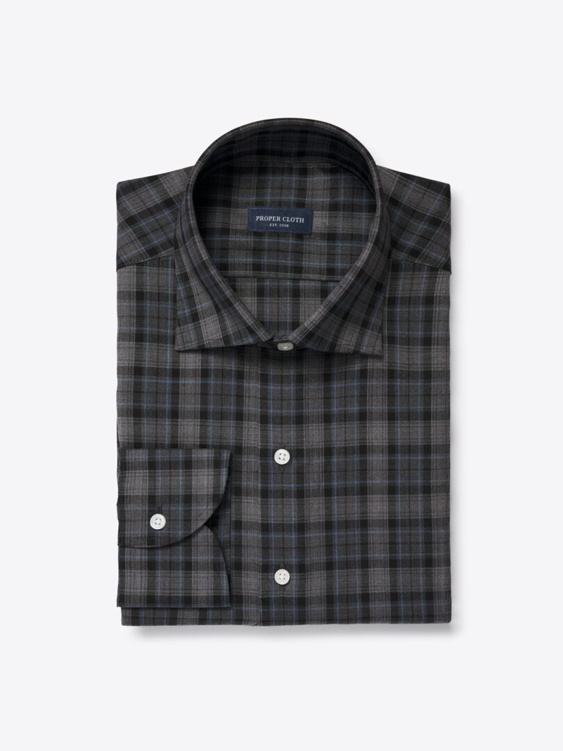 Men’s Reda Grey and Light Blue Plaid Merino Wool Thumb