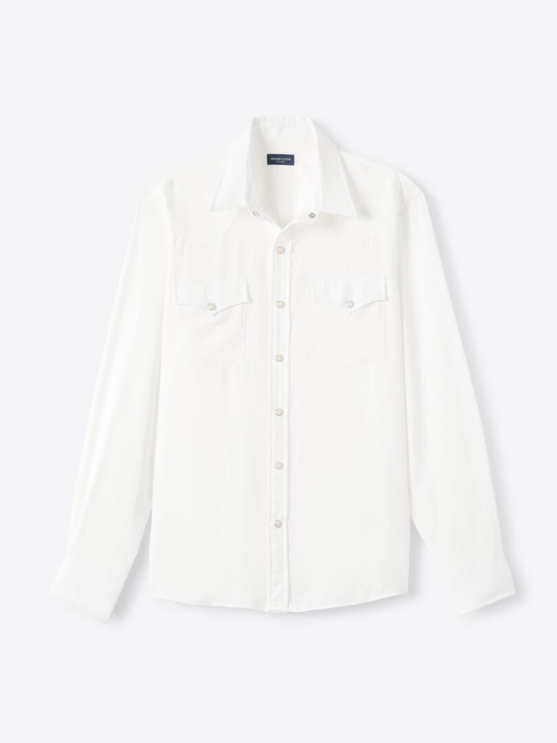 Men’s White Tencel Western Shirt Thumb