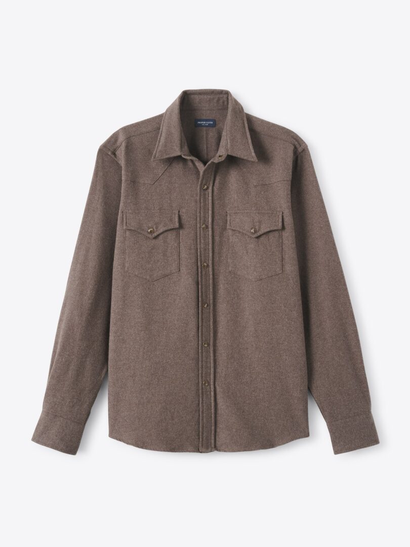 Men’s Teton Taupe Melange Flannel Western Shirt Thumb