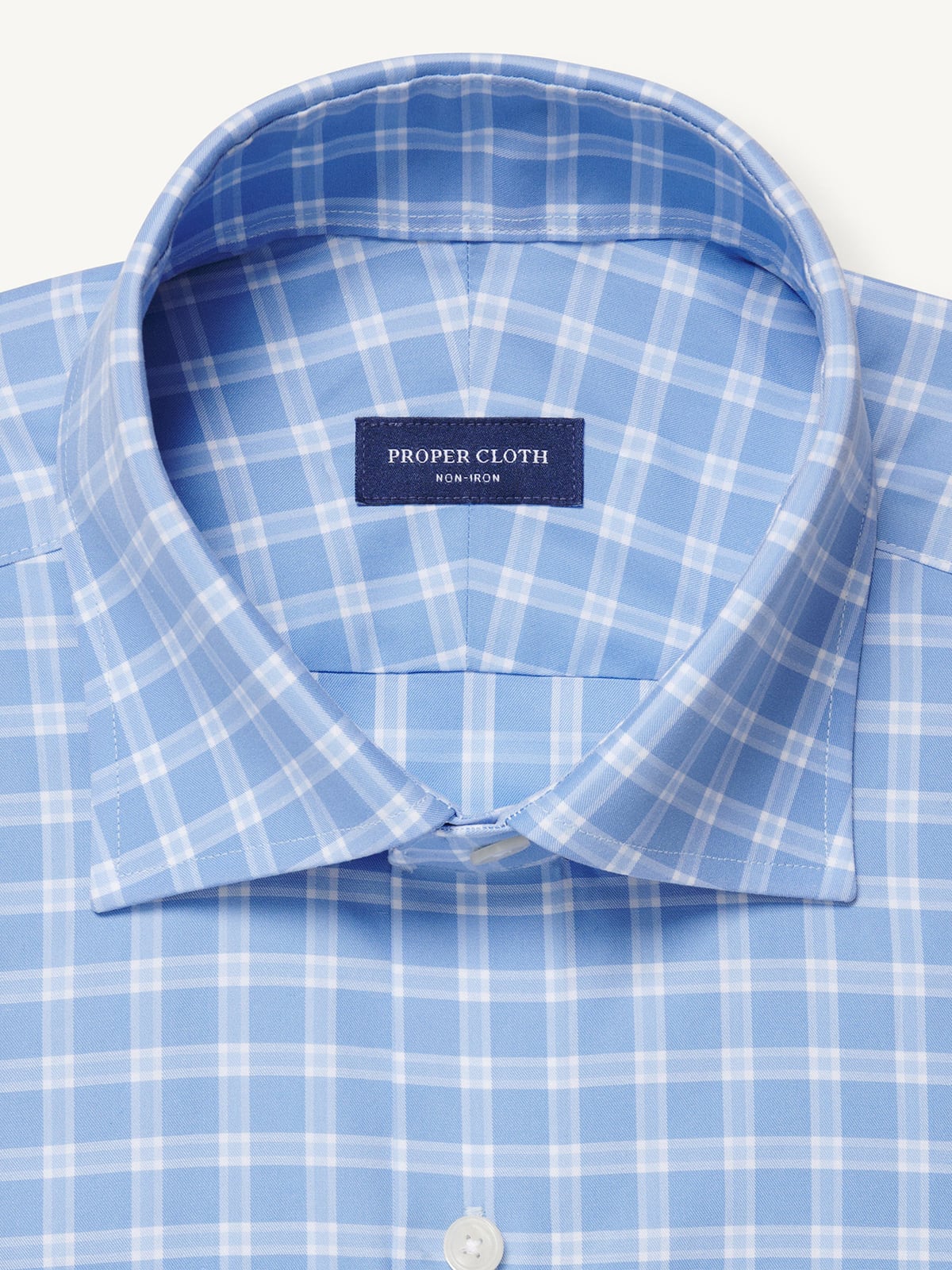 The Thomas Mason Non-Iron Shirt in Slate Blue and Sky Plaid