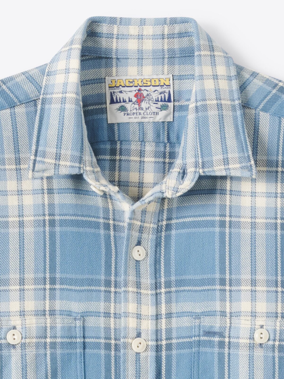 The Jackson Shirt in Light Blue Large Plaid