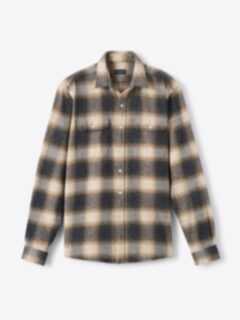 The Japanese Low Twist Shirt in Beige and Grey Large Ombre Plaid
