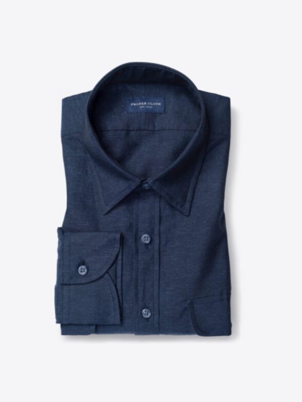 Portuguese Navy Cotton Linen Blend