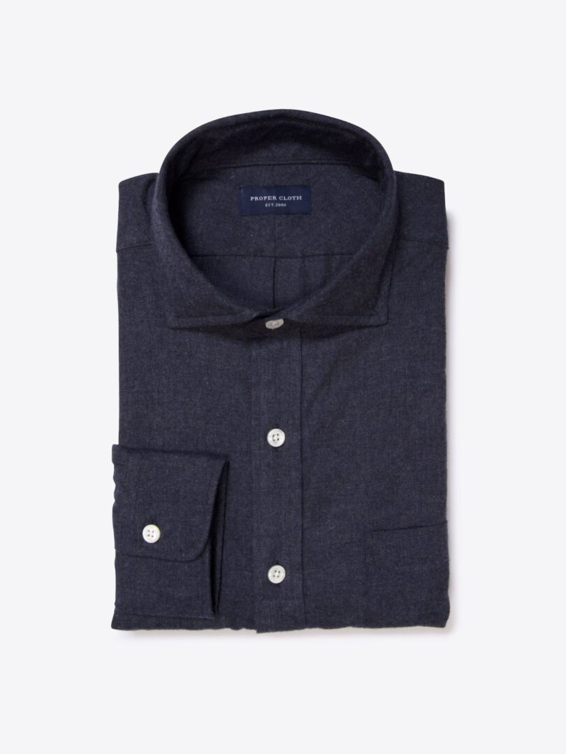 Slate Blue Heathered Flannel Custom Made Shirt 