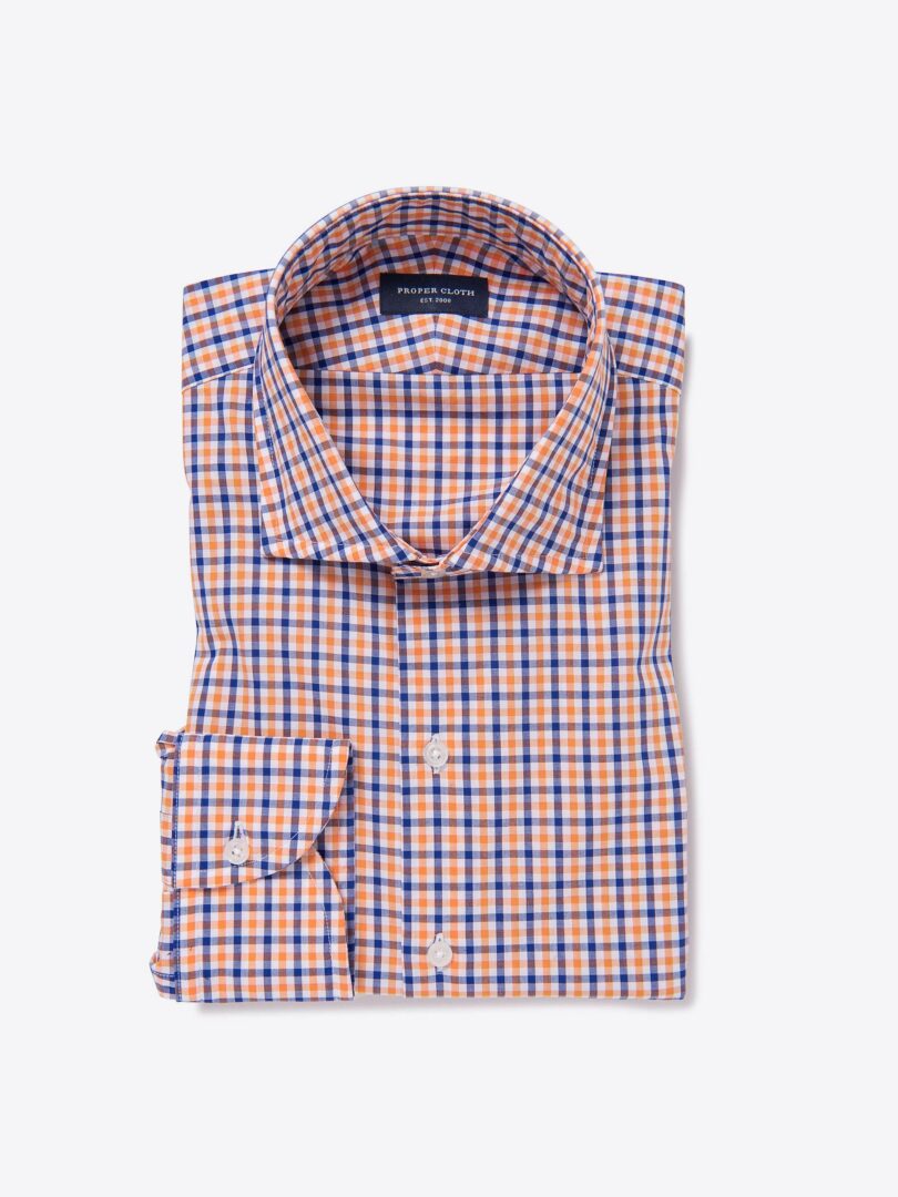 Orange and Blue Gingham Tailor Made Shirt 