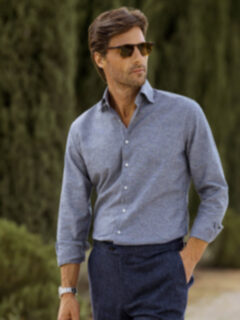 The Portuguese Cotton and Linen Dress Shirt in Slate