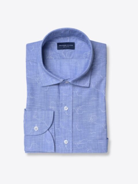 Shop Albini Sky Blue Abstract Cloud Motif Chambray