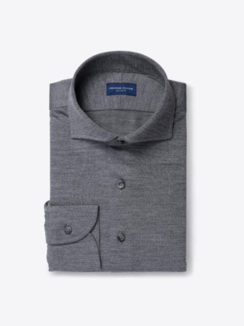 Shop Reda Grey Melange Merino Wool Jersey Knit