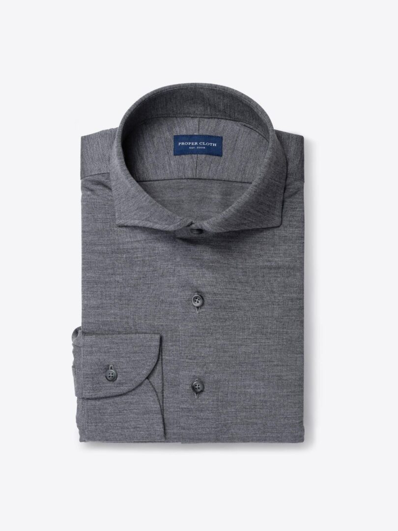 Reda Grey Melange Merino Wool Jersey Knit Shirts by Proper Cloth