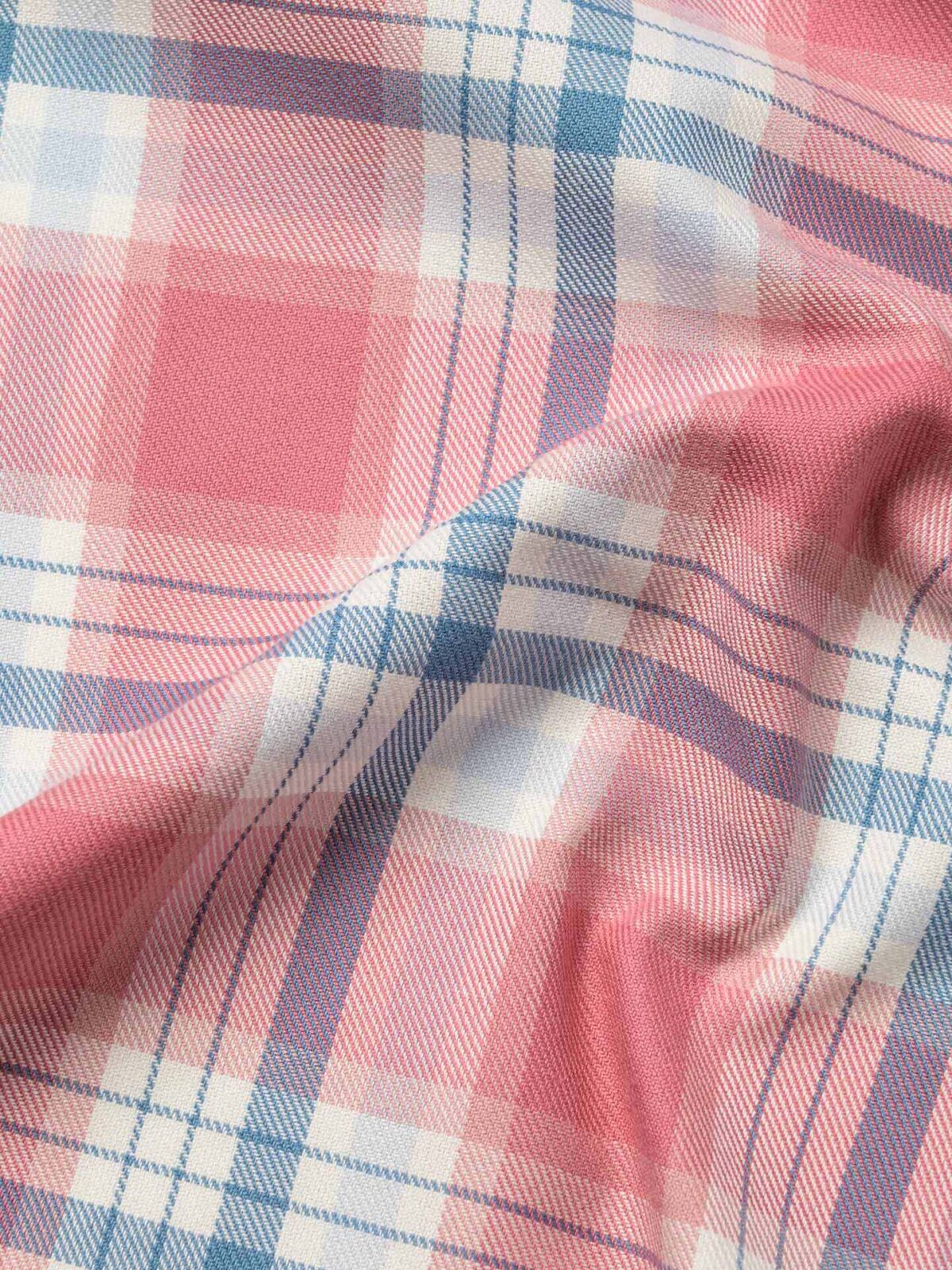 Light Blue, Pink and White Plaid Fabric