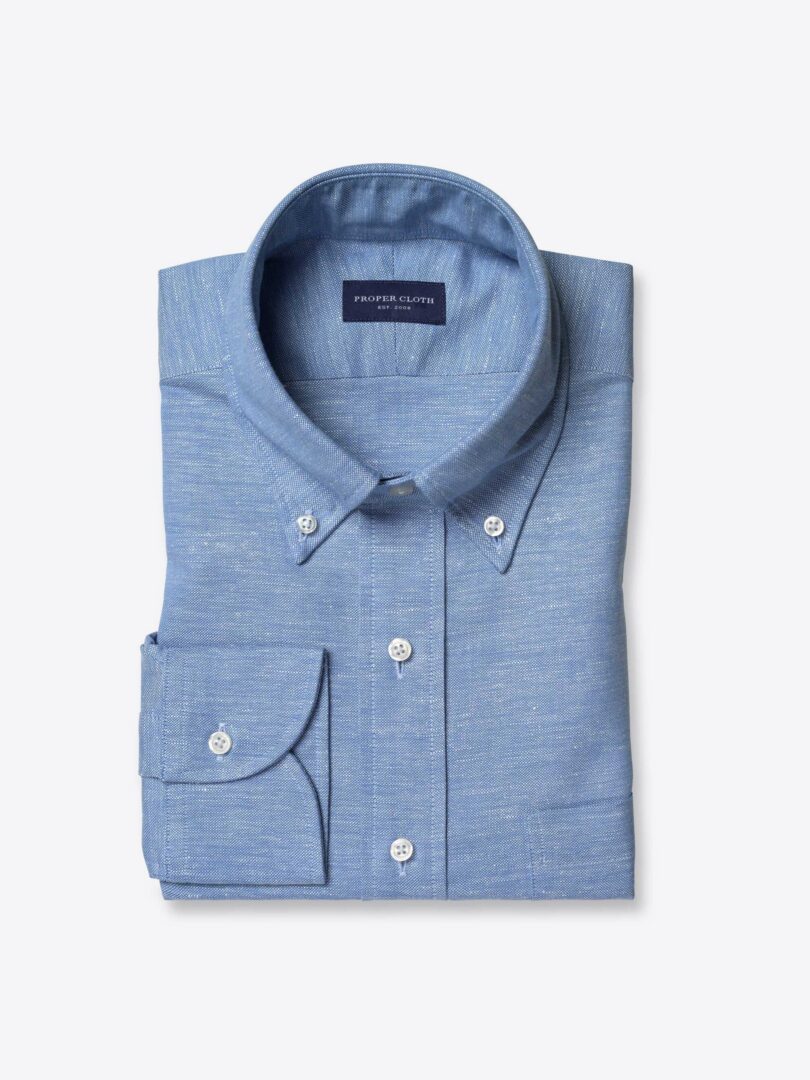 Portuguese Blue Cotton and Hemp Oxford 