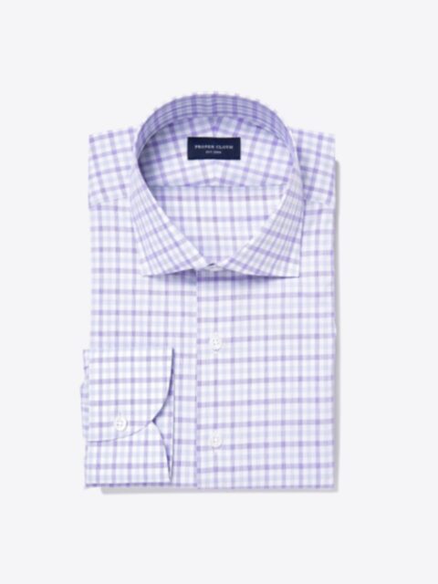 Shop Thomas Mason Lavender and Grey End-on-End Check
