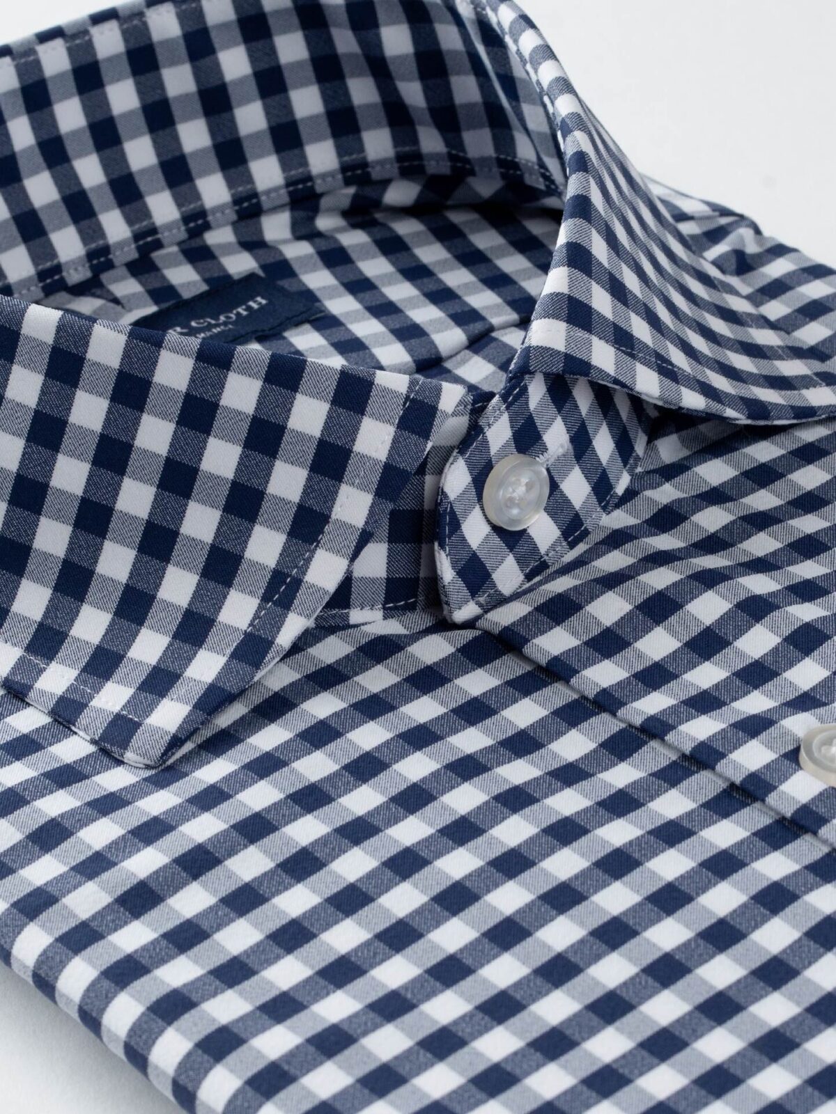 Performance Four Way Stretch Navy Blue Gingham Shirt by Proper Cloth