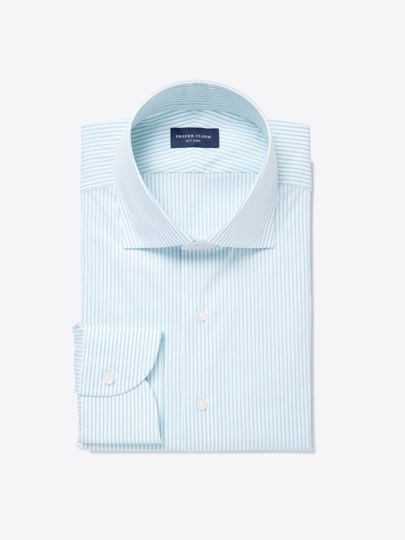 Canclini Stretch Aqua Shadow Stripe Tailor Made Shirt 