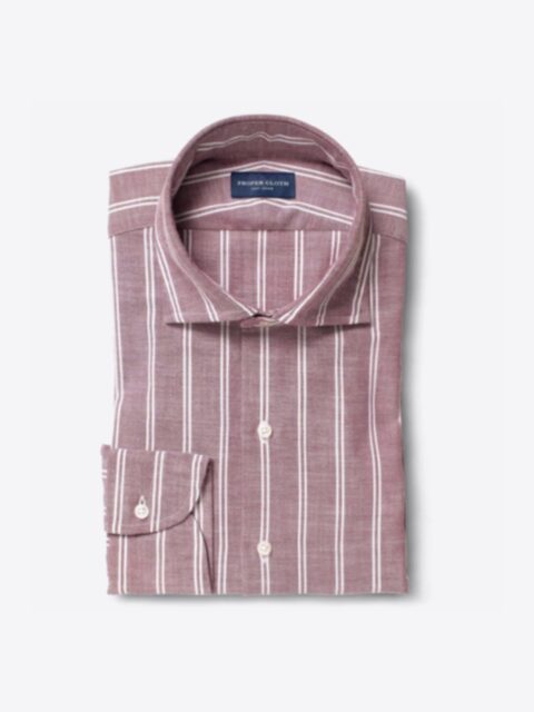 Shop Albini Red Stripe Slub Twill