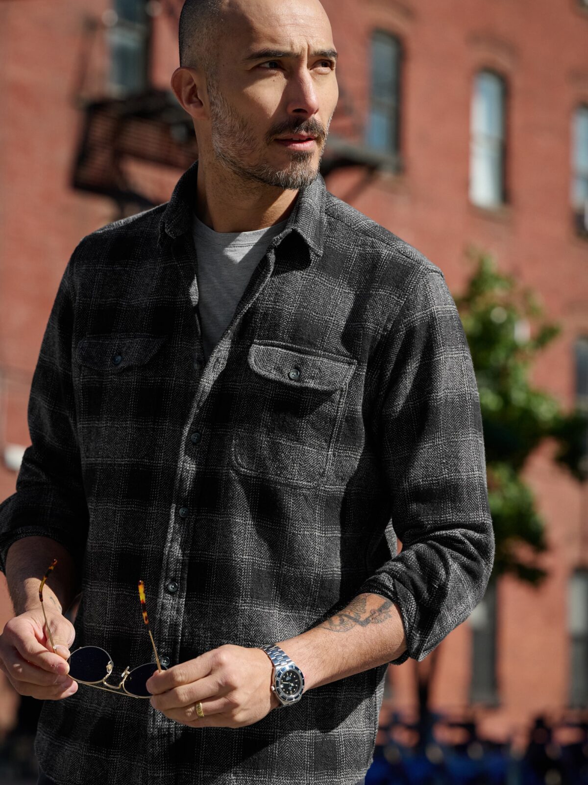japanese style dress shirt Hikari Stripe Shirt Japanese Workwear Style M