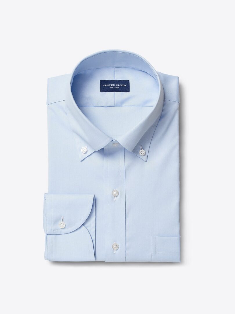 Cooper Light Blue Performance Stretch Twill Fitted Dress Shirt 