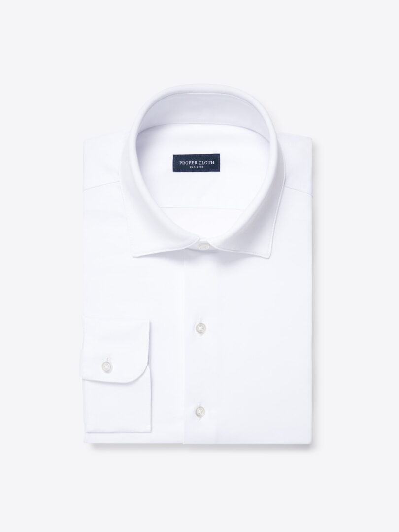 Men’s White Performance Easy Care Knit Dress Shirt Thumb