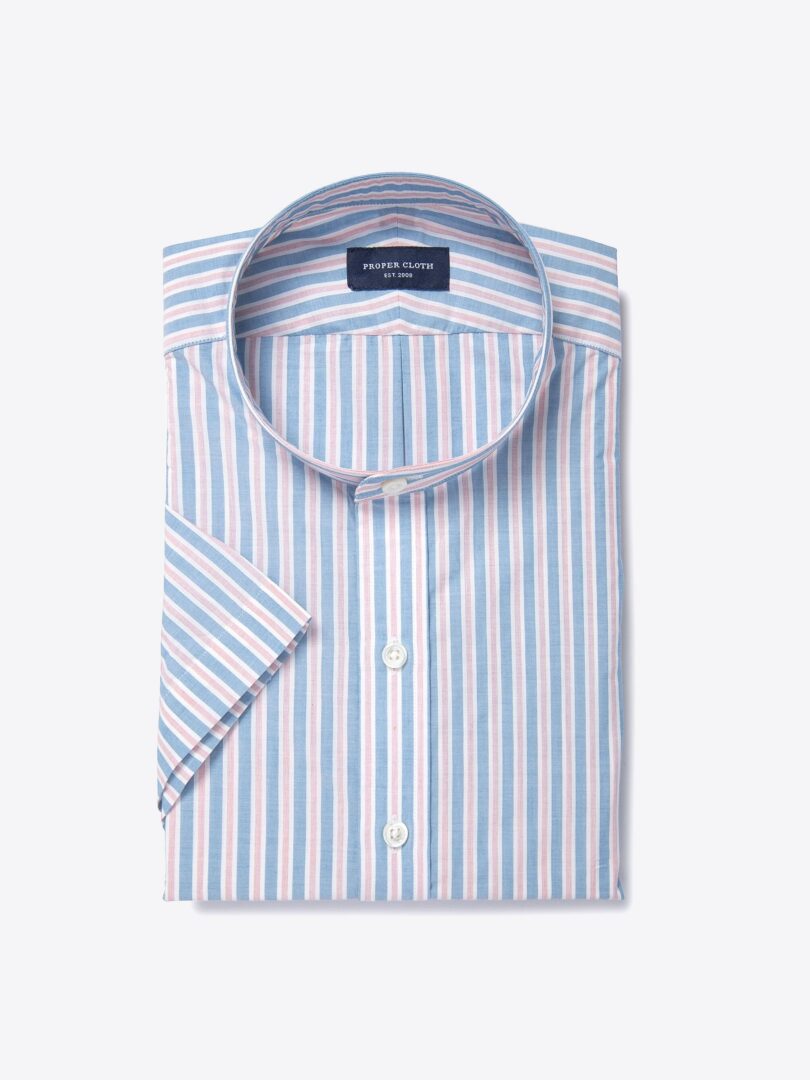 Blue and Red Summer Stripe Dress Shirt 