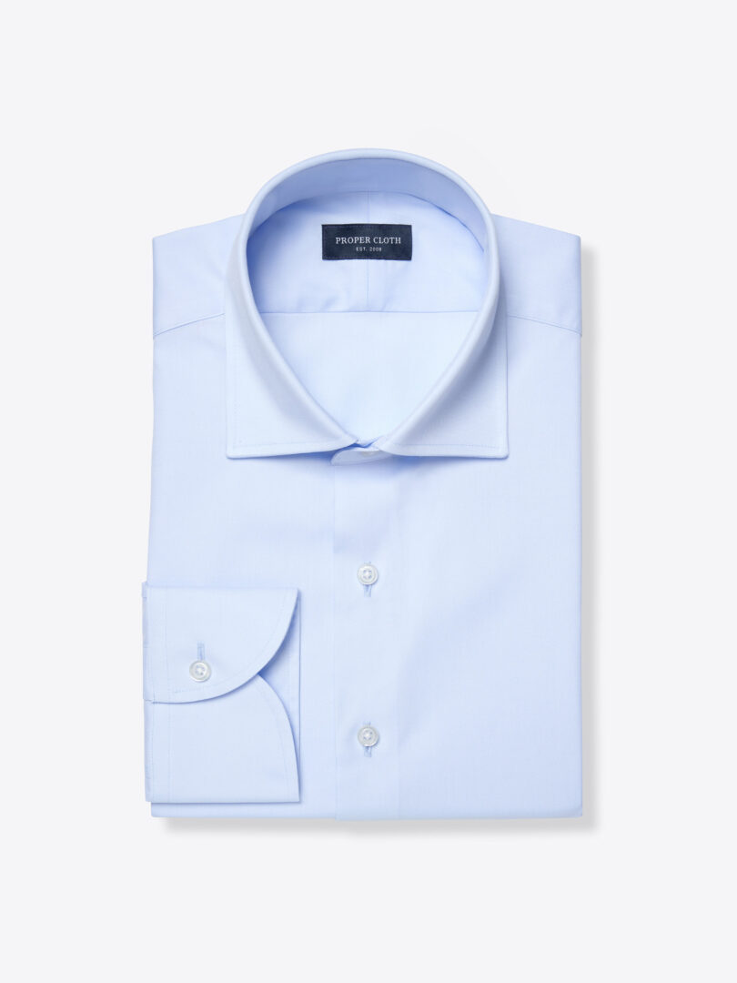Thomas Mason Wrinkle Resistant Light Blue Twill Men's Dress Shirt 