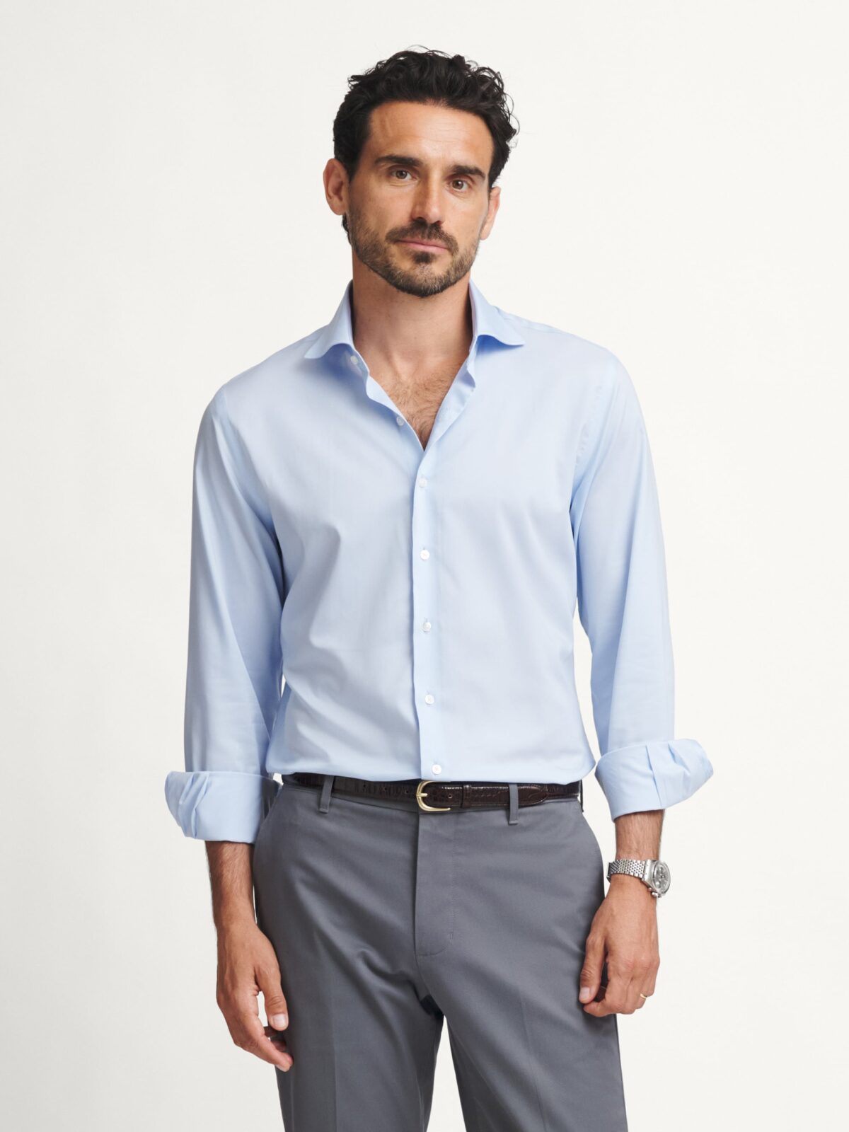 breathable dress shirt Proper Cloth Men's Albini Light Blue Performance Dress Shirt
