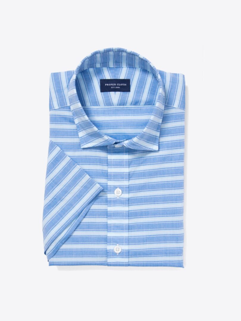 Blue and Aqua Horizon Stripe Tailor Made Shirt 