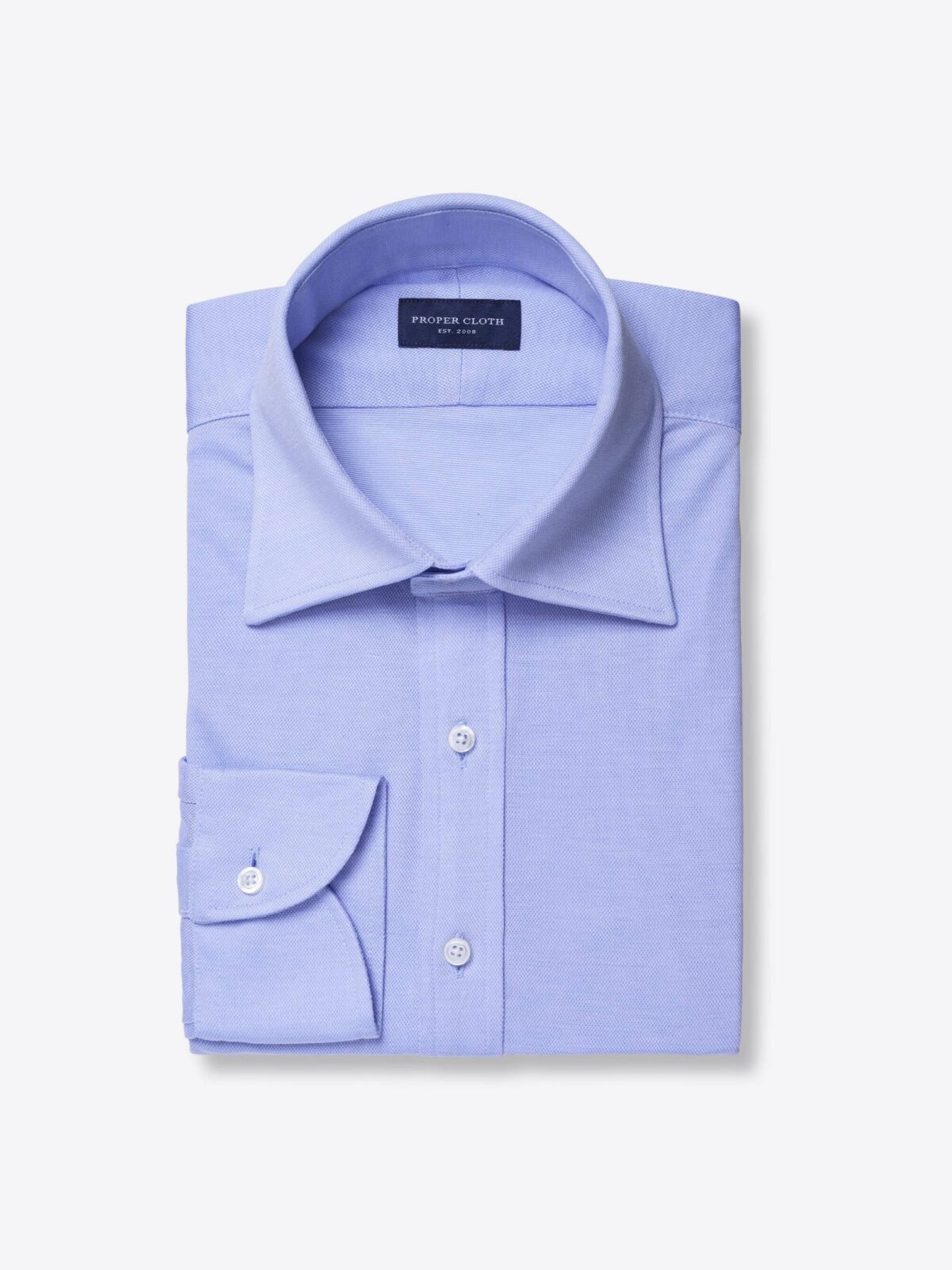 Light Blue Cotton Refined Knit Birdseye Shirt