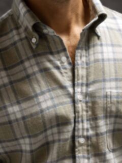 Satoyama Sage and Grey Plaid Flannel Shirt by Proper Cloth