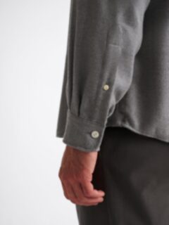 The Cotton and Cashmere Flannel Workshirt in Grey Melange