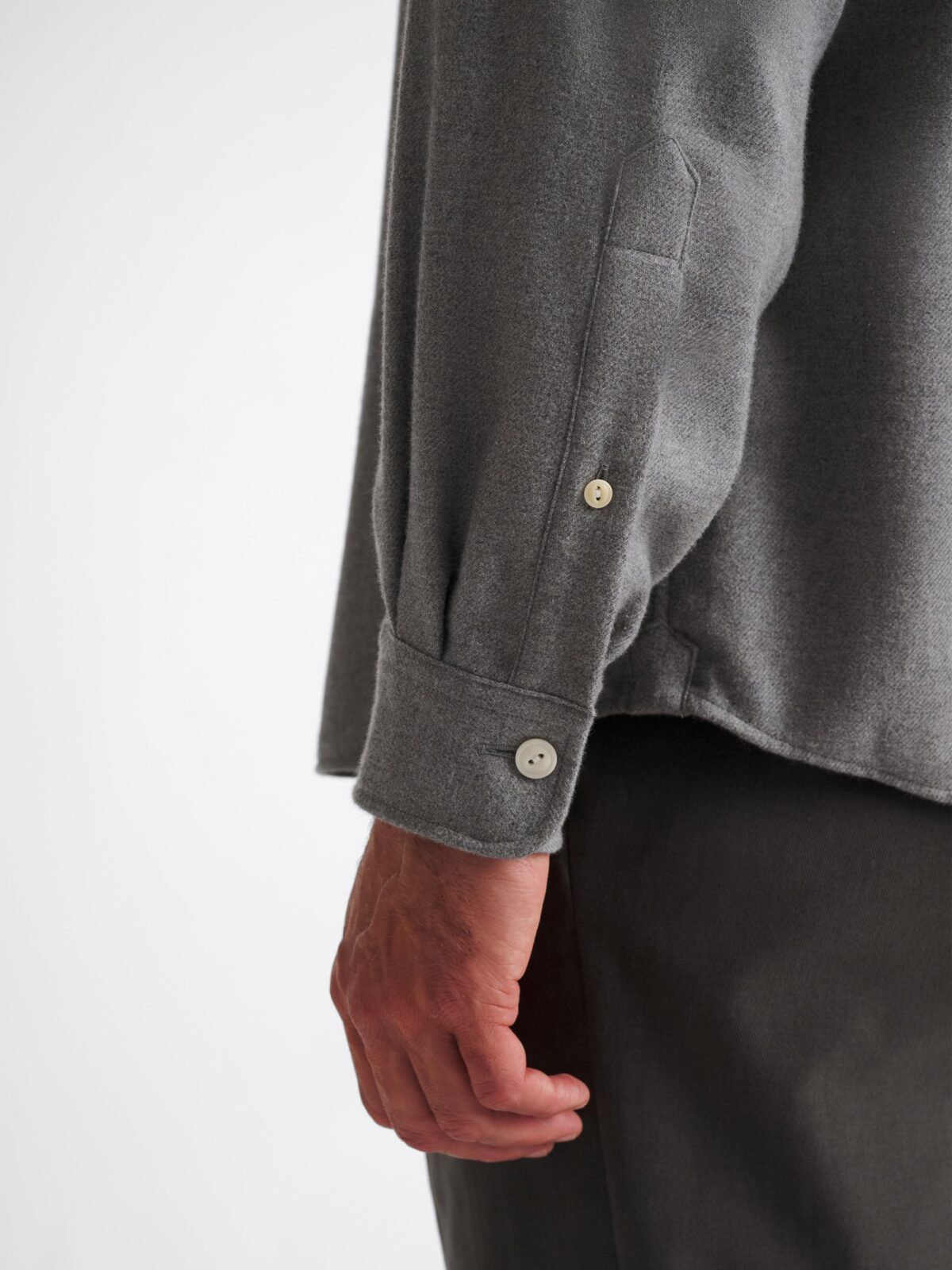 The Cotton and Cashmere Flannel Workshirt in Grey Melange