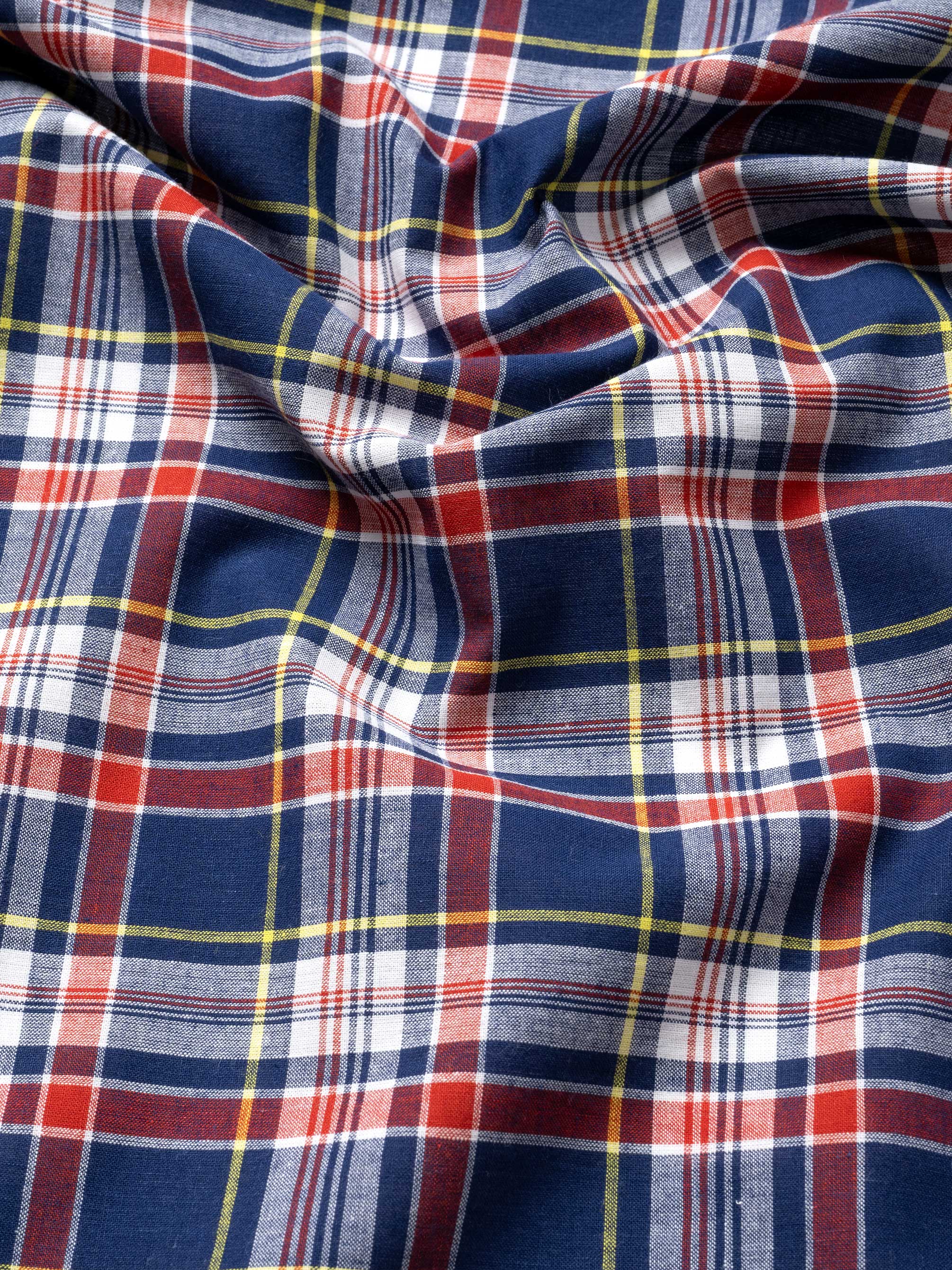 Navy and Tomato Plaid Madras Shirts by Proper Cloth