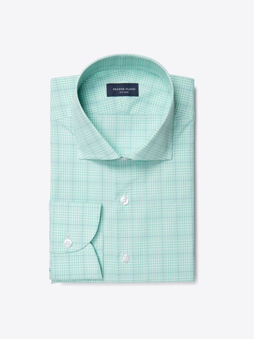 Carmine Mint Prince of Wales Check Custom Dress Shirt 