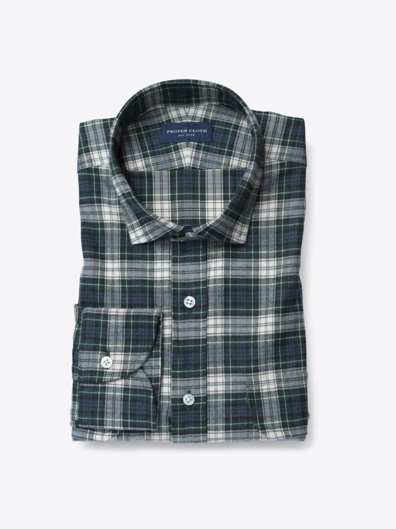 Thomas Mason Green and Off White Plaid Flannel Shirts by Proper Cloth