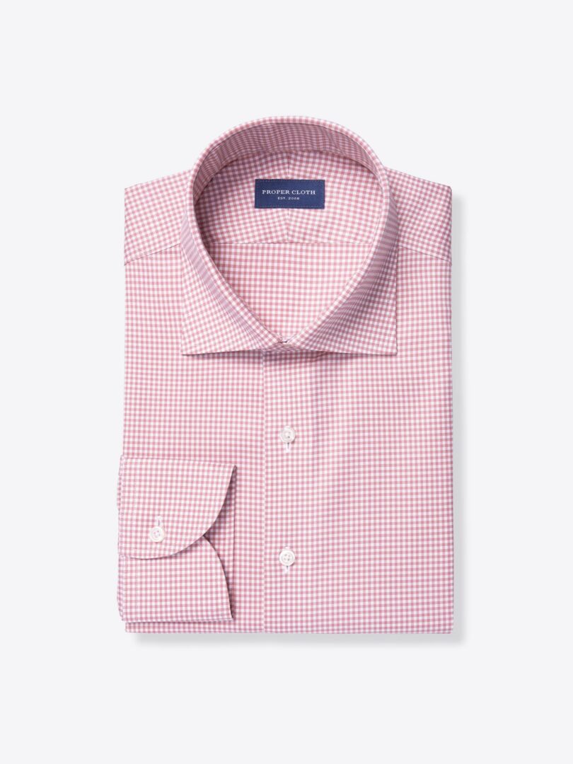 Non-Iron Stretch Supima Light Red Micro Gingham 