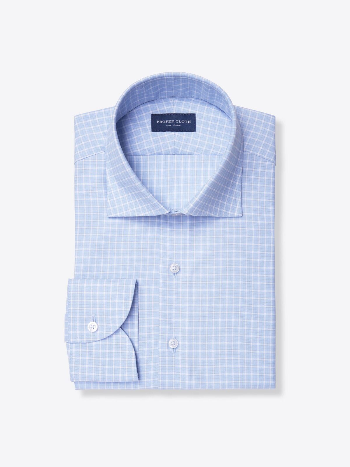 Thomas Mason WR Light Blue Small Check Shirt by Proper Cloth