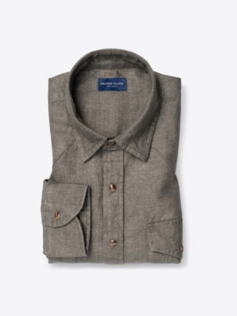 Shop Albini Washed Fatigue Linen Twill