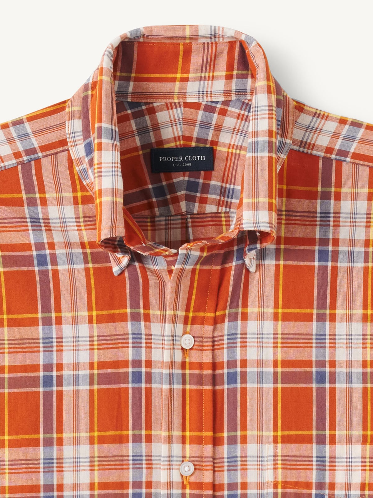 The Madras Button Down in Tomato Gold and Navy