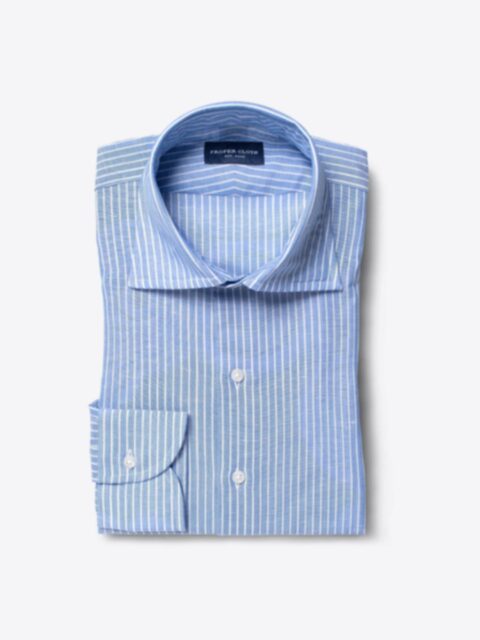 Shop Capri Blue Stripe Cotton Linen Blend
