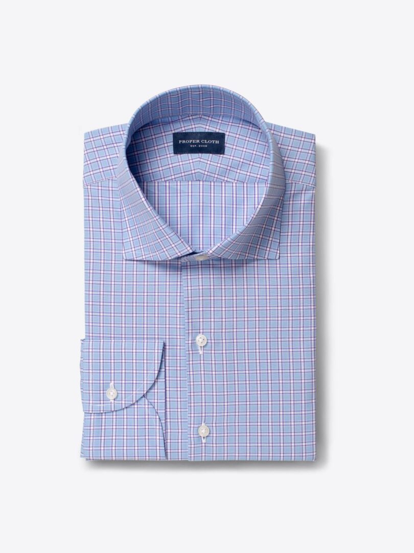 Lavender and Blue Small Check Men's Dress Shirt 