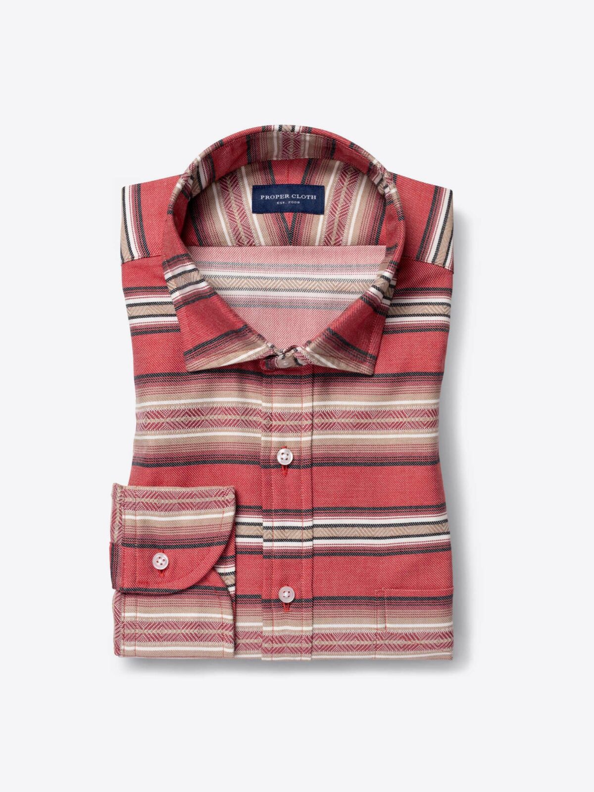 Faded Red Black and Beige Southwest Stripe Jacquard Shirt