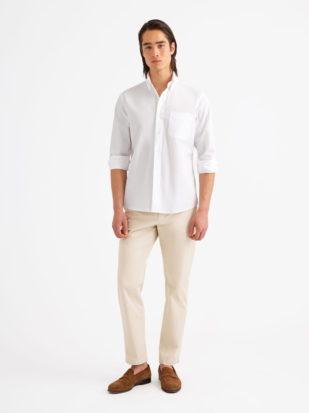 The Portuguese Seersucker Shirt in White The Portuguese Seersucker Shirt in White