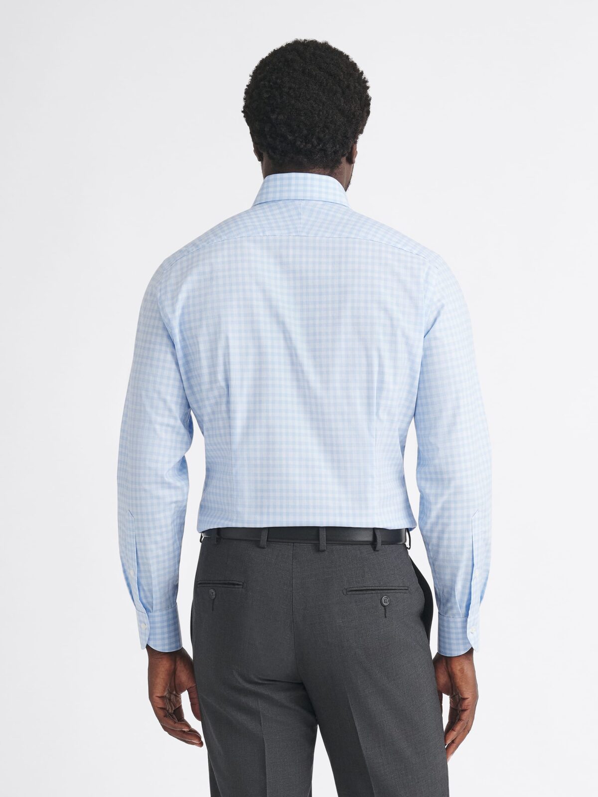 The Thomas Mason Wrinkle-Resistant Shirt in Light Blue Multicheck