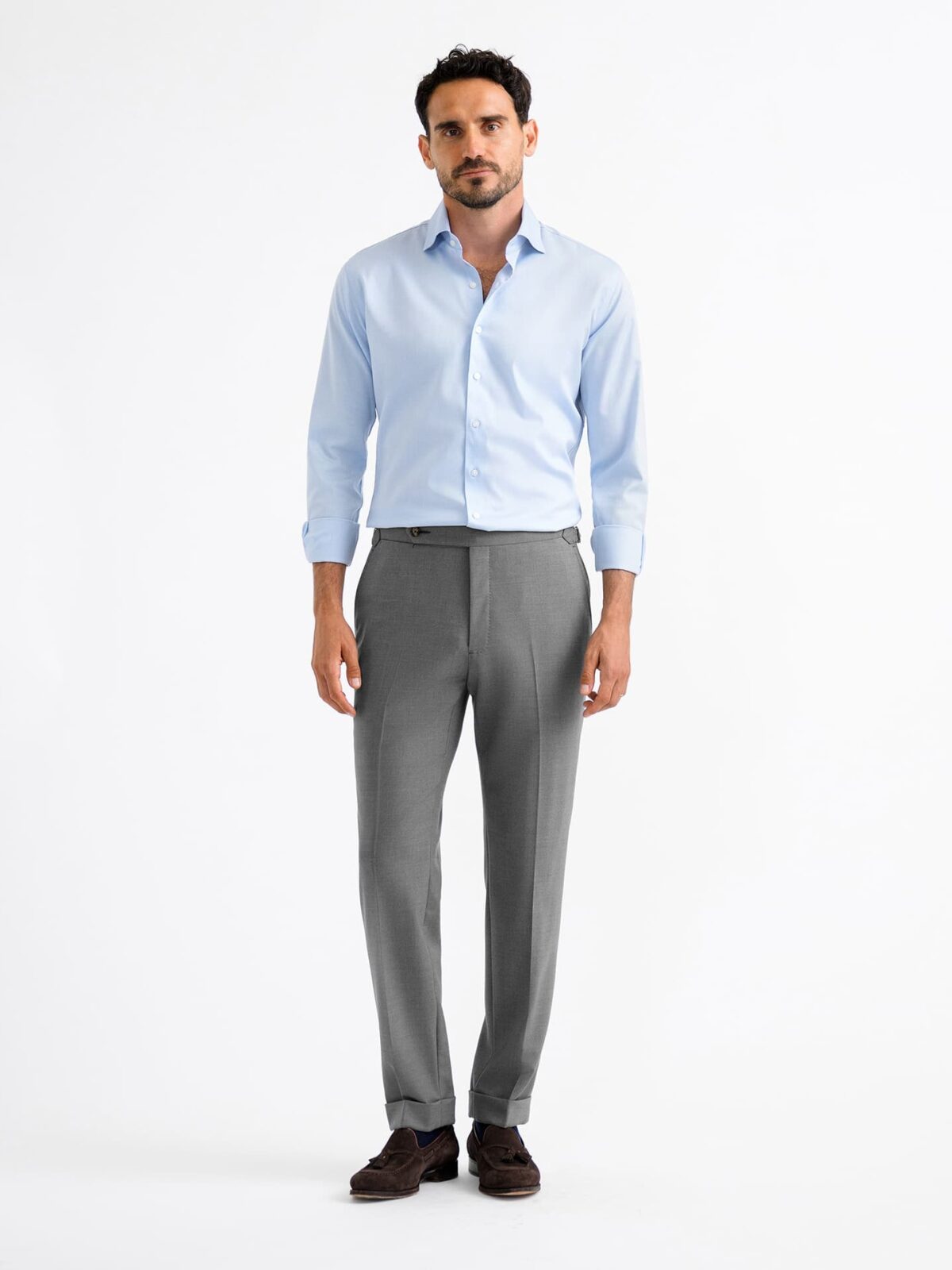 The Thomas Mason Pinpoint Dress Shirt in Light Blue