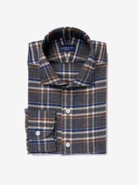 Shop Grey and Brown Plaid Flannel